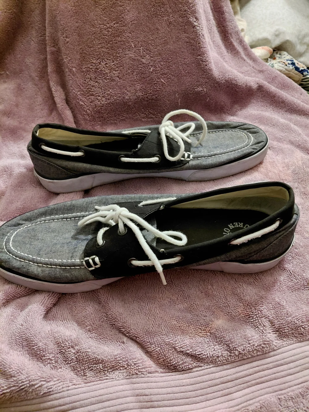Polo by Ralph Lauren Grey and Black Canvas Boat Shoes